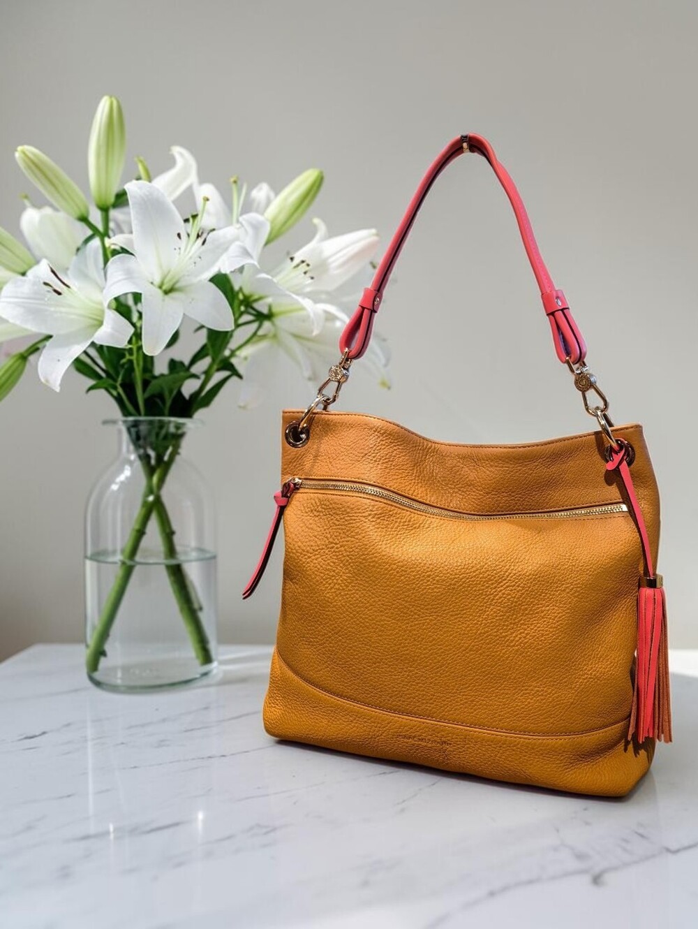 Isaac Mizrahi Bridgehampton Pebbled Leather Hobo Shoulder Bag